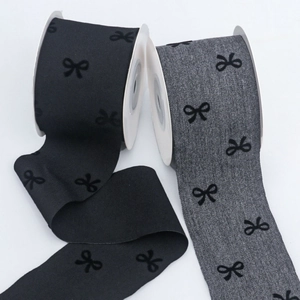Black and grey 5cm velvet bow pattern ribbon rolls for DIY hair bows and craft decor
