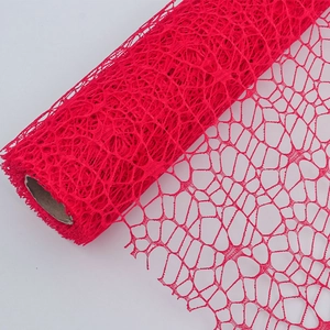 Macro di rete jacquard rossa per fiori con trama a ragnatela per decorazioni