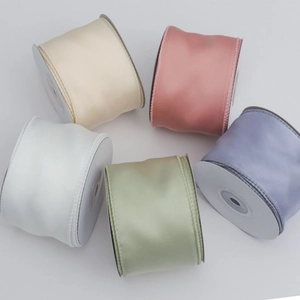 Double Sided Polyester Satin Ribbon With Wired Edge For DIY Bows Gift Wrapping Wedding Party Home Decoration Crafts