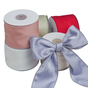 6cm colorful polyester satin ribbon rolls with wire edge for DIY bows and gift wrapping
