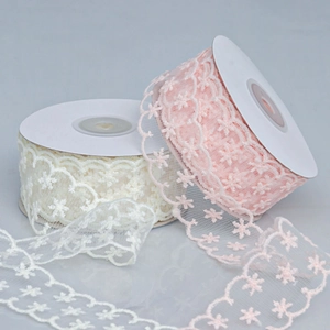 Transparent Mesh Lace Ribbon With Snowflake Floral Embroidery For DIY Hair Bow Clothing Decoration Gift Wrapping Ornament