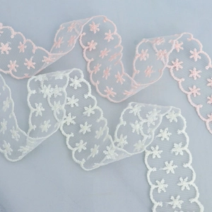Sheer lace mesh ribbon with snowflake embroidery for DIY crafts and gift wrapping