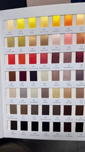 Detailed color chart for DIY floral embroidery ribbons showing various satin fabric shades