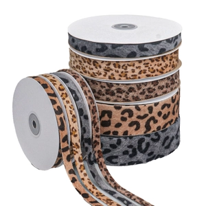 Leopard print velvet ribbons on rolls for DIY hair bows and garment accessories