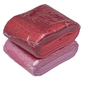 Deep red and light pink glitter PU leather ribbons for DIY crafts and gift packaging