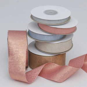 Metallic Shine Double Sided Bronzing Polyester Satin Ribbon DIY Gift Flower Packing Ribbon Decoration Accessory