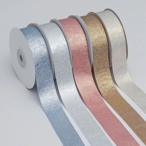 Five-color metallic glitter satin ribbons set for DIY gift wrapping and floral decoration