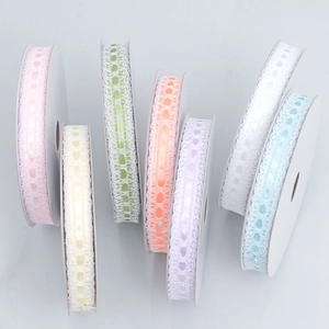 Set of 1.5cm colorful polyester lace ribbons for DIY handmade hair bows and gift wrapping