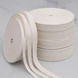 Natural white pearl grain poly-cotton ribbon roll for DIY crafts and garment accessories