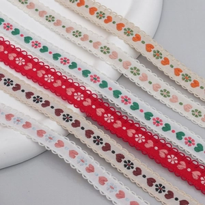 15mm floral heart embroidered jacquard lace ribbon for DIY apparel and gift packaging