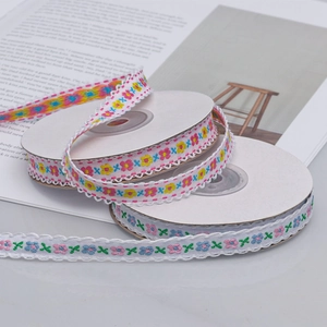 1cm floral embroidery lace ribbon with scalloped edges for DIY sewing and craft decor