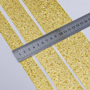 Golden glitter ribbon with star sequins for DIY hair bows and gift wrapping, 40mm width