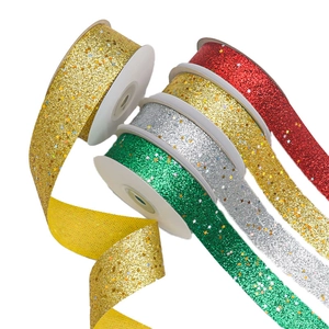Sparkling glitter ribbon with star sequins for DIY crafts and gift wrapping in four colors