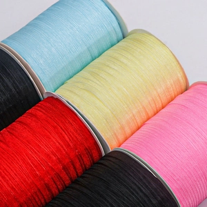 Multi-colored 3mm to 6mm sheer chiffon ribbons for gift wrapping and DIY crafts