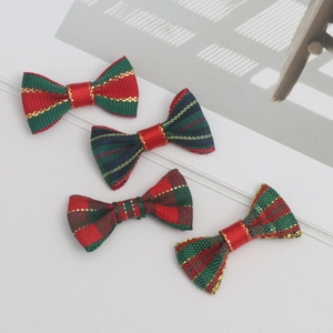 Set de mini lazos navideños a cuadros rojos y verdes para decoraciones manuales