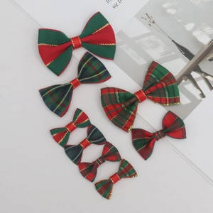 Surtido de lazos navideños de cinta a rayas y cuadros rojos y verdes para manualidades DIY