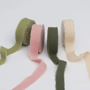 Vintage Cotton Linen Hand Torn Frayed Edge Ribbon For Gift Wrapping Wedding Bouquet Floral Decoration DIY Crafts Ribbon Roll