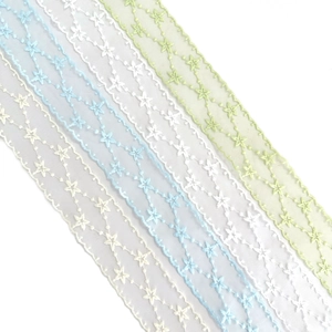 Cinta de encaje con bordado de estrellas en cuatro colores pastel para manualidades