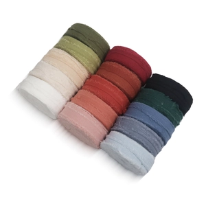 Morandi cotton linen frayed edge ribbons for wedding bouquets and gift wrapping