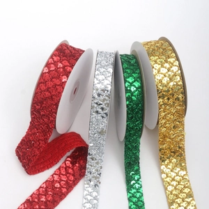 Polyester Pailletten Lint Visschub Golf Kant S-Vormig DIY Bies Voor Etnisch Danskostuum Huis Cadeauverpakking Kerstmis Decoratie
