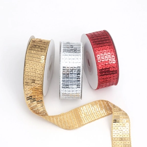 Metallic Sequin Ribbon Trim Sparkling Square Sequins Mesh Lace For DIY Clothing Dance Dress Wedding Festive Party Decoration