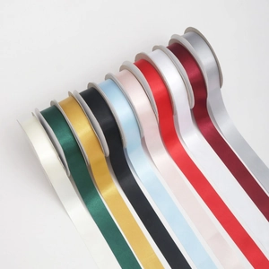 Ten multi-color glossy satin ribbon rolls for gift boxes and flower bouquet decoration