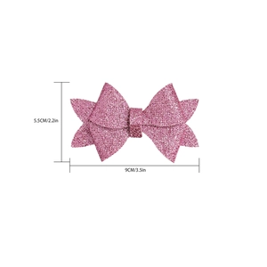 Barrette à cheveux nœud rose pailleté 9cm 3,5in avec sequins brillants pour DIY mode
