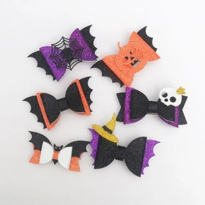 Halloween Bow Hair Clip Glitter Pumpkin Bat Witch Hat Spider Web Skull Hairpins For Festival Party Hair Accessories Women Kids