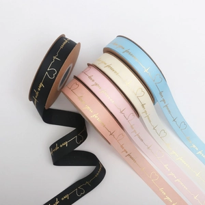 Nastro Grosgrain Stampa in Oro Love You Forever Motivo a Cuore Per Confezioni Regalo DIY Matrimonio San Valentino Decorazione