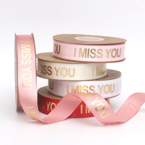 Satinbänder mit Goldfoliendruck I MISS YOU für Geschenkverpackungen und Blumen