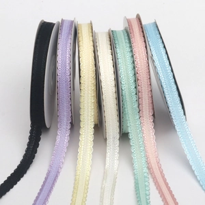 Set of 7 colorful scalloped edge lace ribbons for DIY gift wrapping and hair accessories