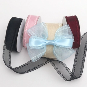Nastri in organza a doppia linea per accessori capelli fai-da-te e fiocchi decorativi