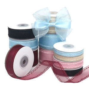 Rotoli di nastro in chiffon con design a punti e fiocco per accessori capelli fai-da-te