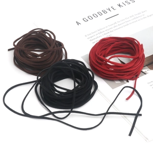 Flat 2.6mm microfiber suede cord rolls in brown, black, and red for DIY craft projects