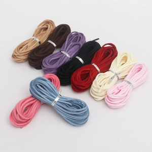 Macro detail of multi-color 2.6mm faux suede cords for DIY crafts and jewelry making