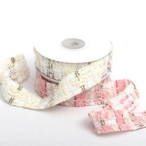 Ruban en tweed avec fils métalliques et nœud papillon pour accessoires de mode