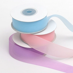 2.5cm semi-transparent jelly yarn ribbons in blue pink and purple for gift wrapping