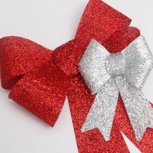 Fiocchi di Natale glitterati rossi e argento per decorazioni murali e regali