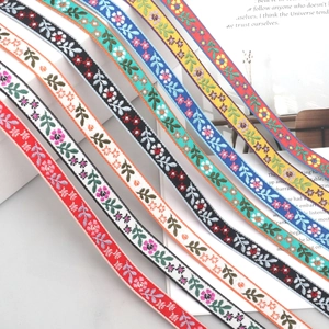 Ethnic Style Embroidered Jacquard Webbing Multicolor Small Flower Leaf Lace Trim For Clothing Accessories Gift Packaging DIY