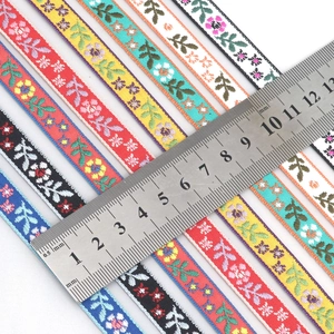 12mm ethnic floral embroidered ribbon jacquard trim in assorted vibrant colors