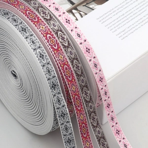 Ethnic style jacquard ribbons in four patterns for clothing accessories and DIY crafts