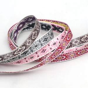 Ethnic 1.5cm jacquard woven ribbon assortment with colorful geometric floral patterns