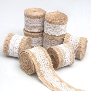 Rustic Jute Burlap Ribbon With White Lace Trim For Wedding DIY Crafts Gift Wrapping Christmas Party Home Decoration Ribbon