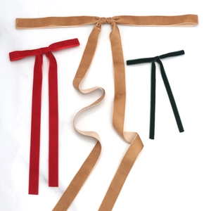 Rubans de velours rouge, vert et caramel avec fil d'or pour décoration de Noël