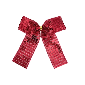 Fiocco natalizio con paillettes rosse scintillanti e raffinata fibbia in metallo dorato