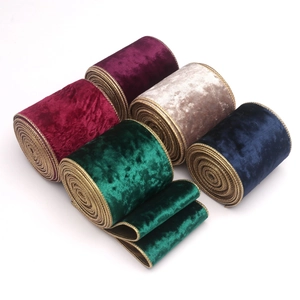 10cm velvet Christmas ribbon with gold wired edges in five rich festive colors