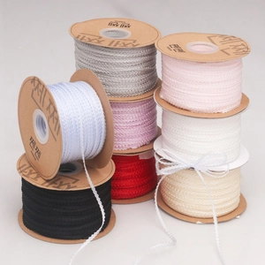 0.3cm double ruffled polyester ribbon rolls in seven colors for DIY bow accessories