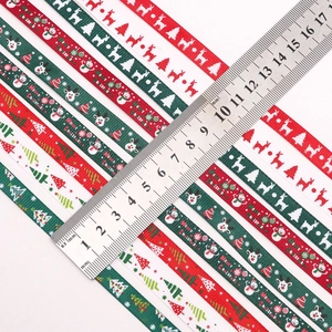 10mm Christmas grosgrain ribbons with reindeer and tree patterns for holiday DIY crafts
