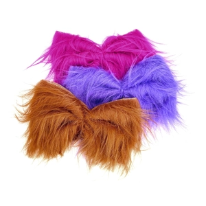 Tre fiocchi di peluche in fucsia, viola e marrone per accessori per capelli fai da te