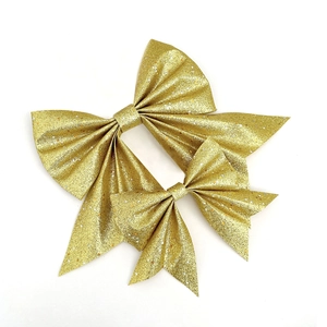 Large Gold Glitter Christmas Bow With Star Sequins Handmade Sequin Bowknot For Christmas Tree Decoration Gift Wrap Holiday Party Ornament